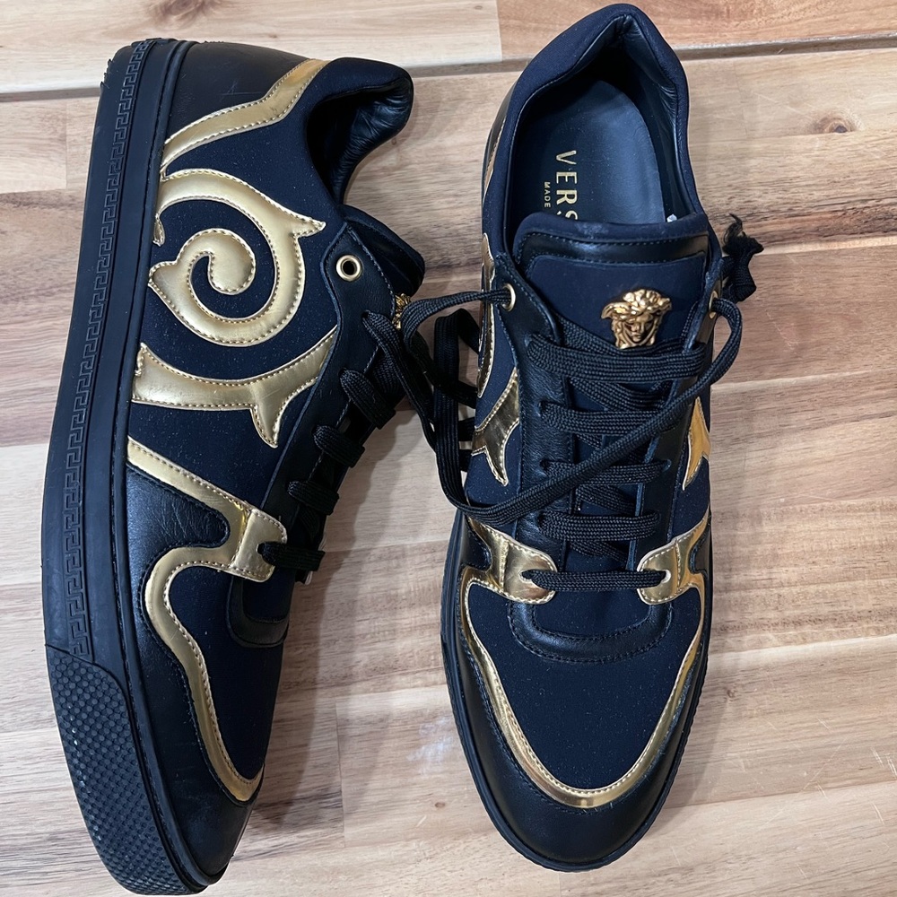 Versace Black and Gold Athletic Shoes